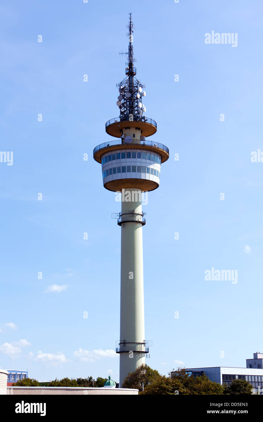Telecommunications tower at Bremerhaven Stock Photo