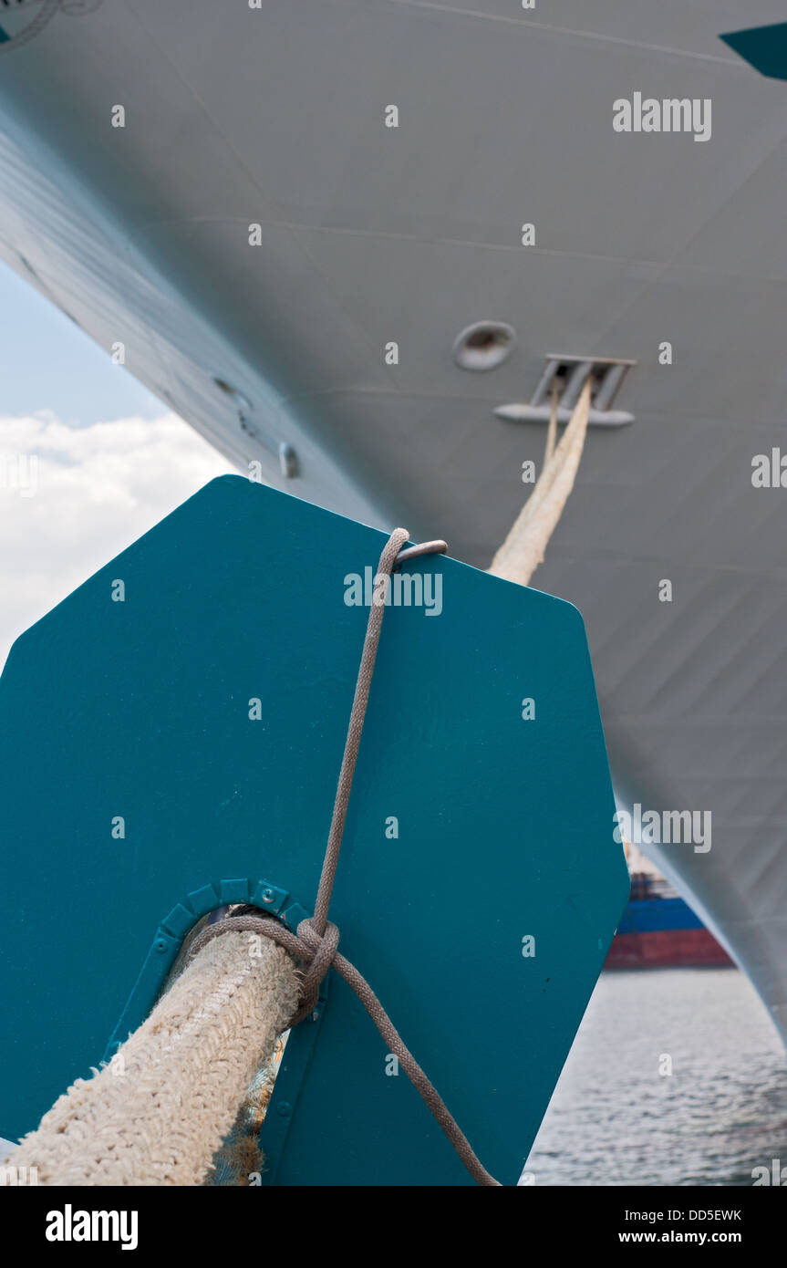 Marine Rat Guard on the mooring rope of passenger liner Stock Photo Alamy