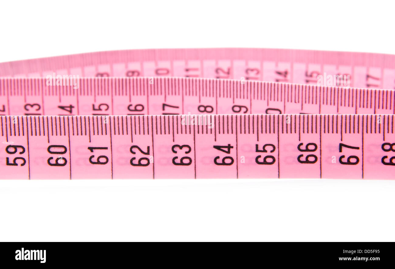 pink measuring tape isolated on white background Stock Photo - Alamy