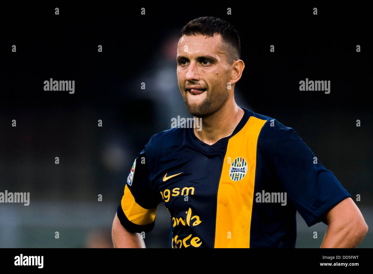 Bosko Jankovic  (Hellas Verona), AUGUST 24, 2013 - Football / Soccer : Italian 'Serie A' match between Hellas Verona FC 2-1 AC Milan at Stadio Marc'Antonio Bentegodi in Verona, Italy. (Photo by Maurizio Borsari/AFLO) Stock Photo