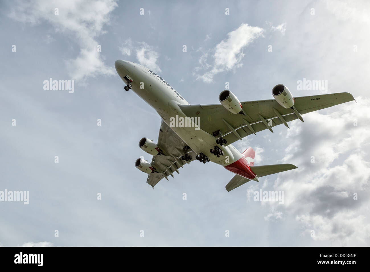 Airbus A380 of Qantas Australian airlines on finals Stock Photo