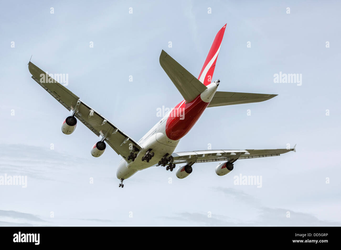 Airbus A380 of Qantas Australian airlines on finals Stock Photo