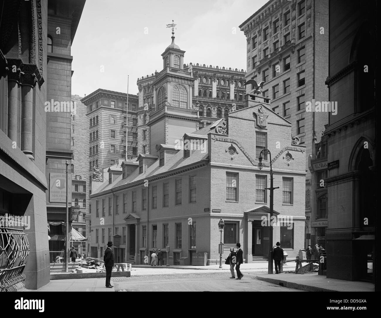 The Old State House, Boston, Massachusetts, by William Henry Jackson, circa 1890. Stock Photo