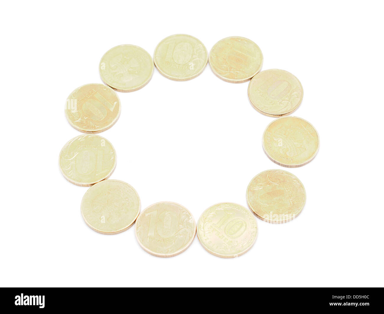 Letters of coins on a white background Stock Photo Alamy