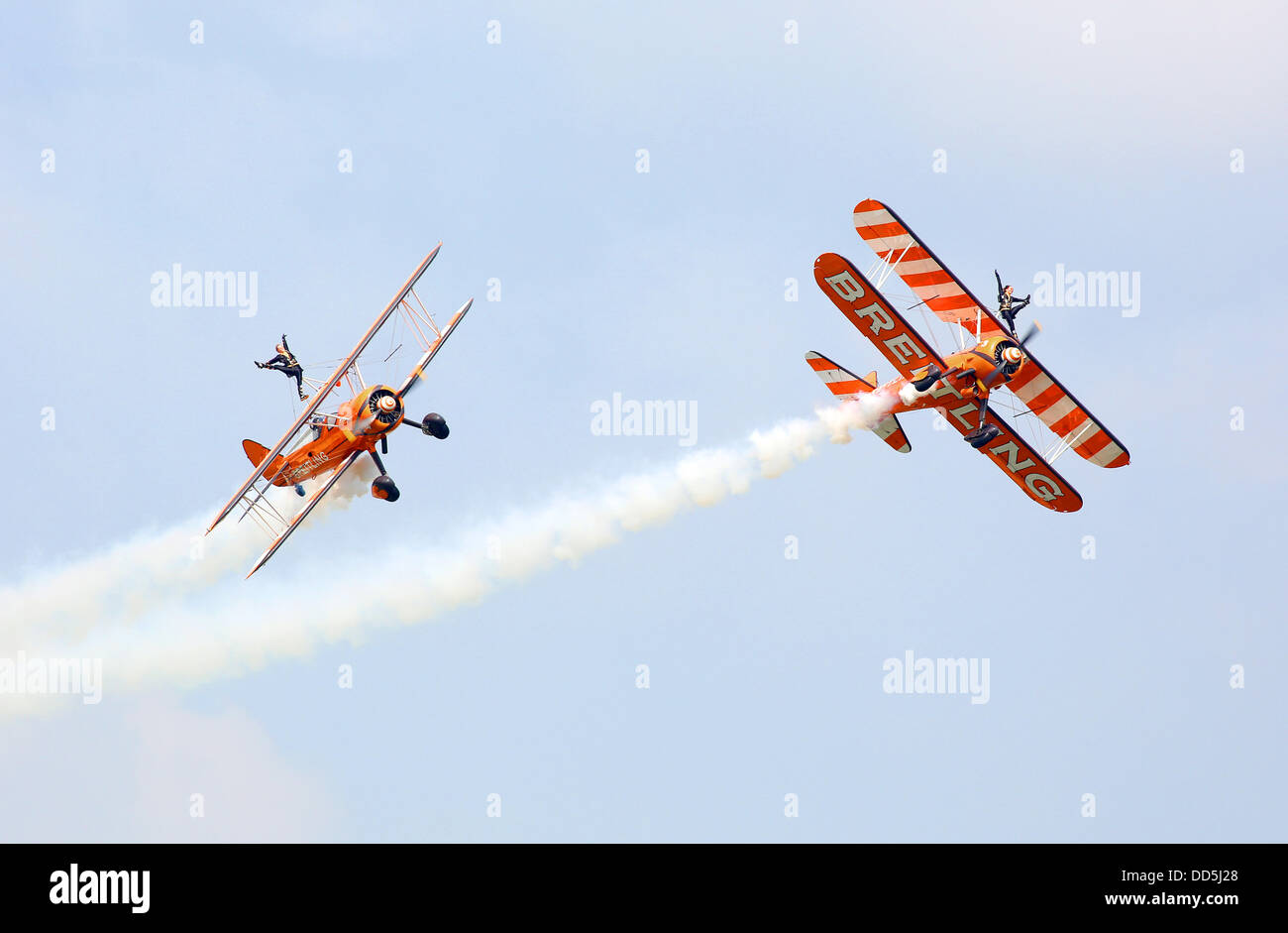 The Breitling Wingwalkers perform at Wings and Wheels, Dunsfold, Surrey