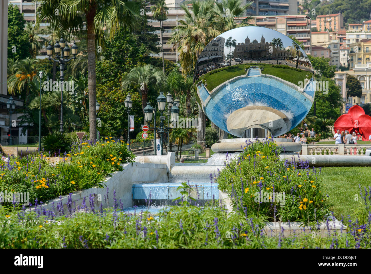 The mirror ball fountain in front of the Monte Carlo Casino, Monaco