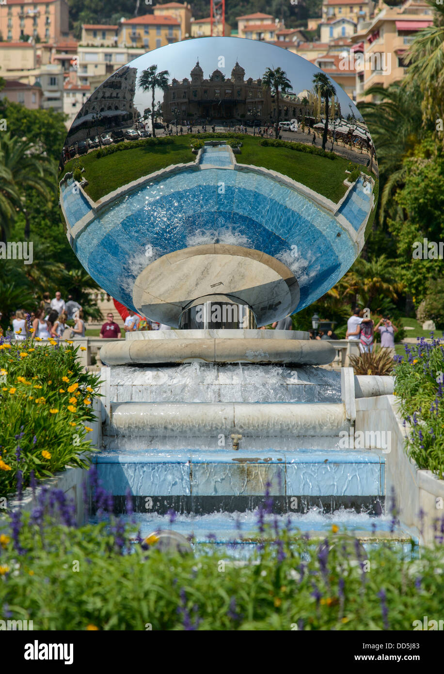 The mirror ball fountain in front of the Monte Carlo Casino, Monaco