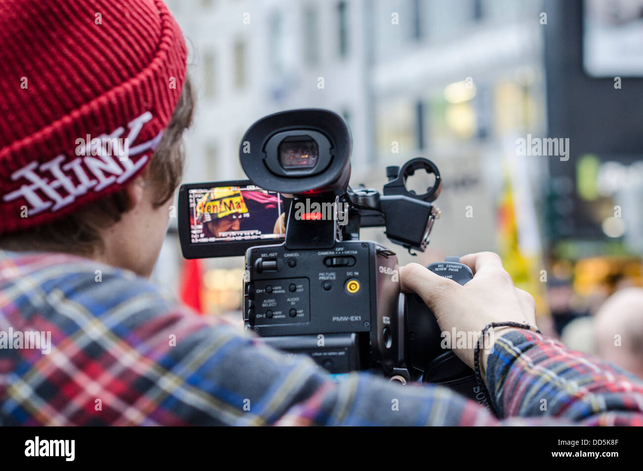Filmmaker  captures a demonstration against nuclear power plants in Germany Stock Photo