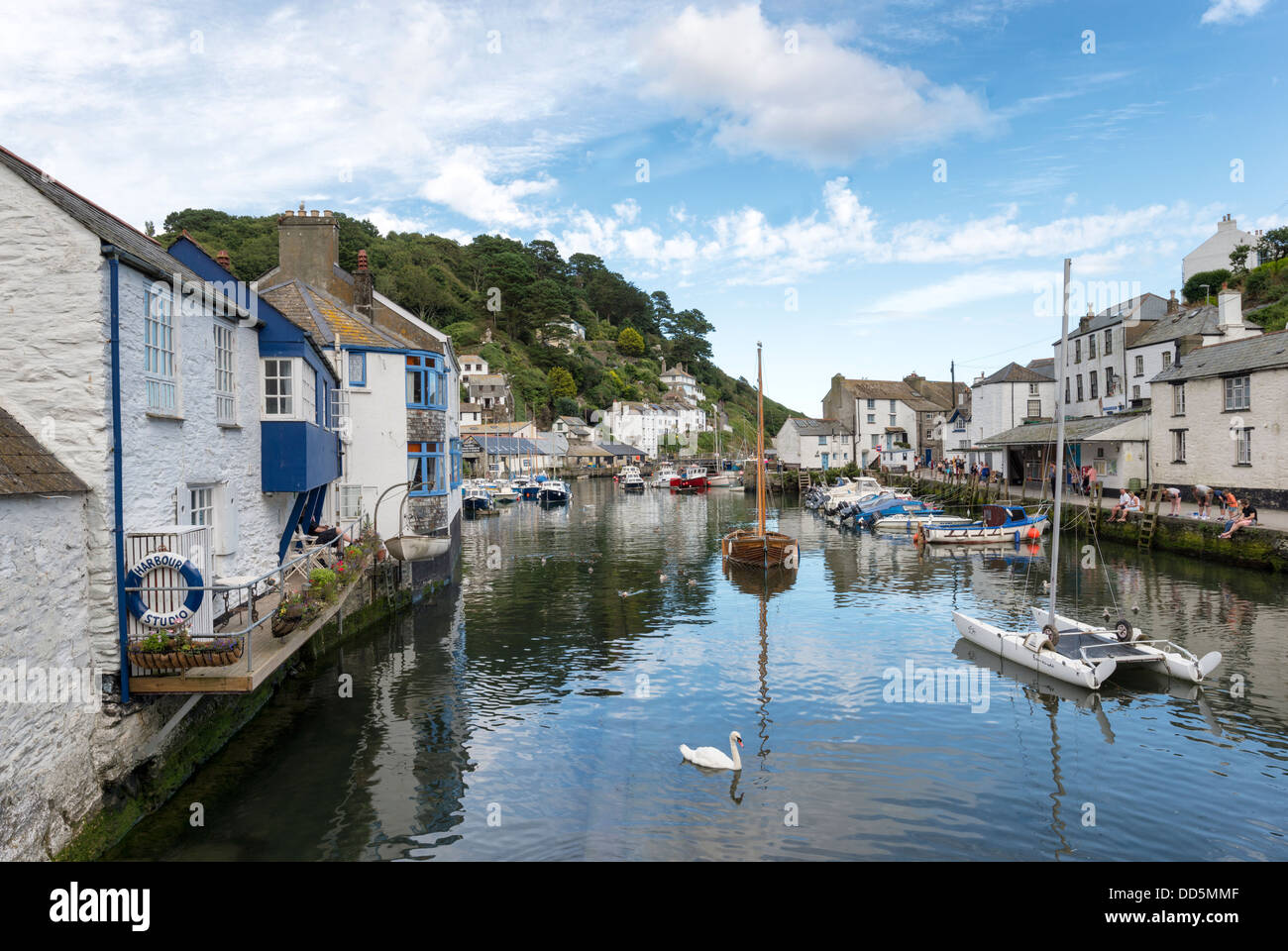 The harbour at Polperro a small fishing village in Cornwall Stock Photo Alamy