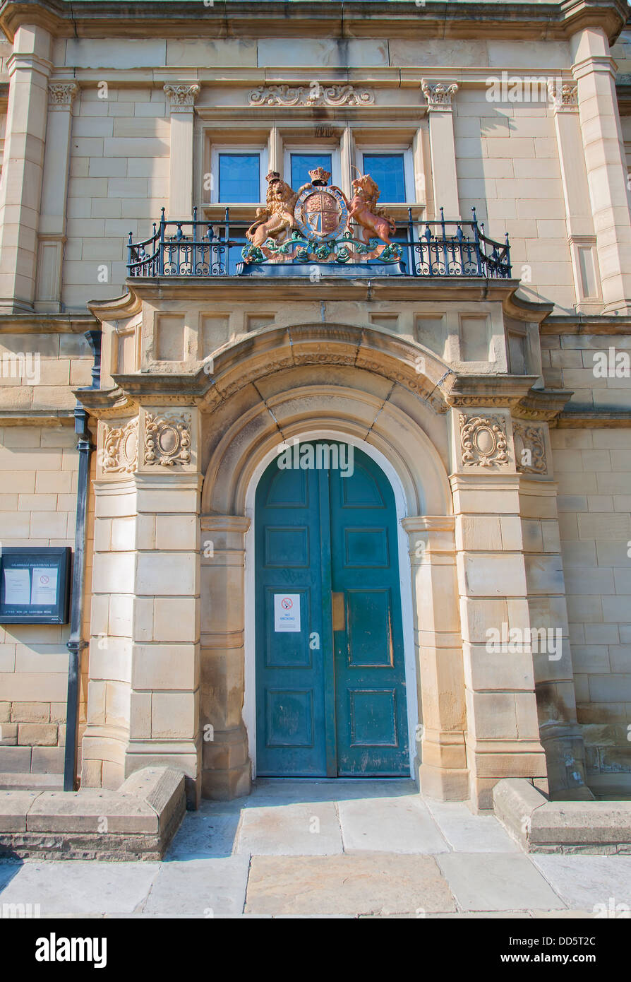 Victorian sandstone built magistrates courthouse in Halifax, West Yorkshire Stock Photo