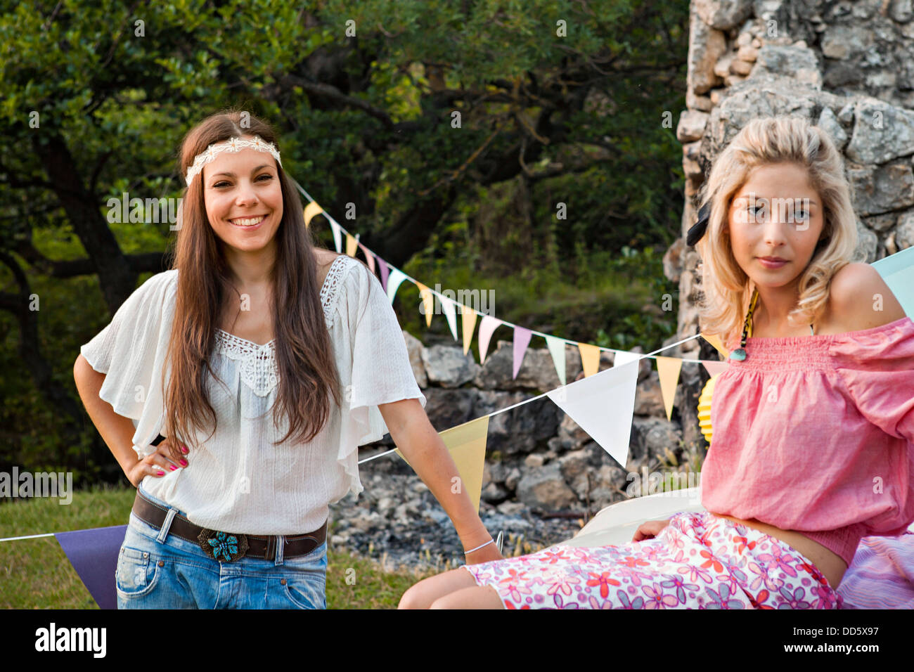 Croatia Dalmatia Young Women Looking At Camera Party Decoration