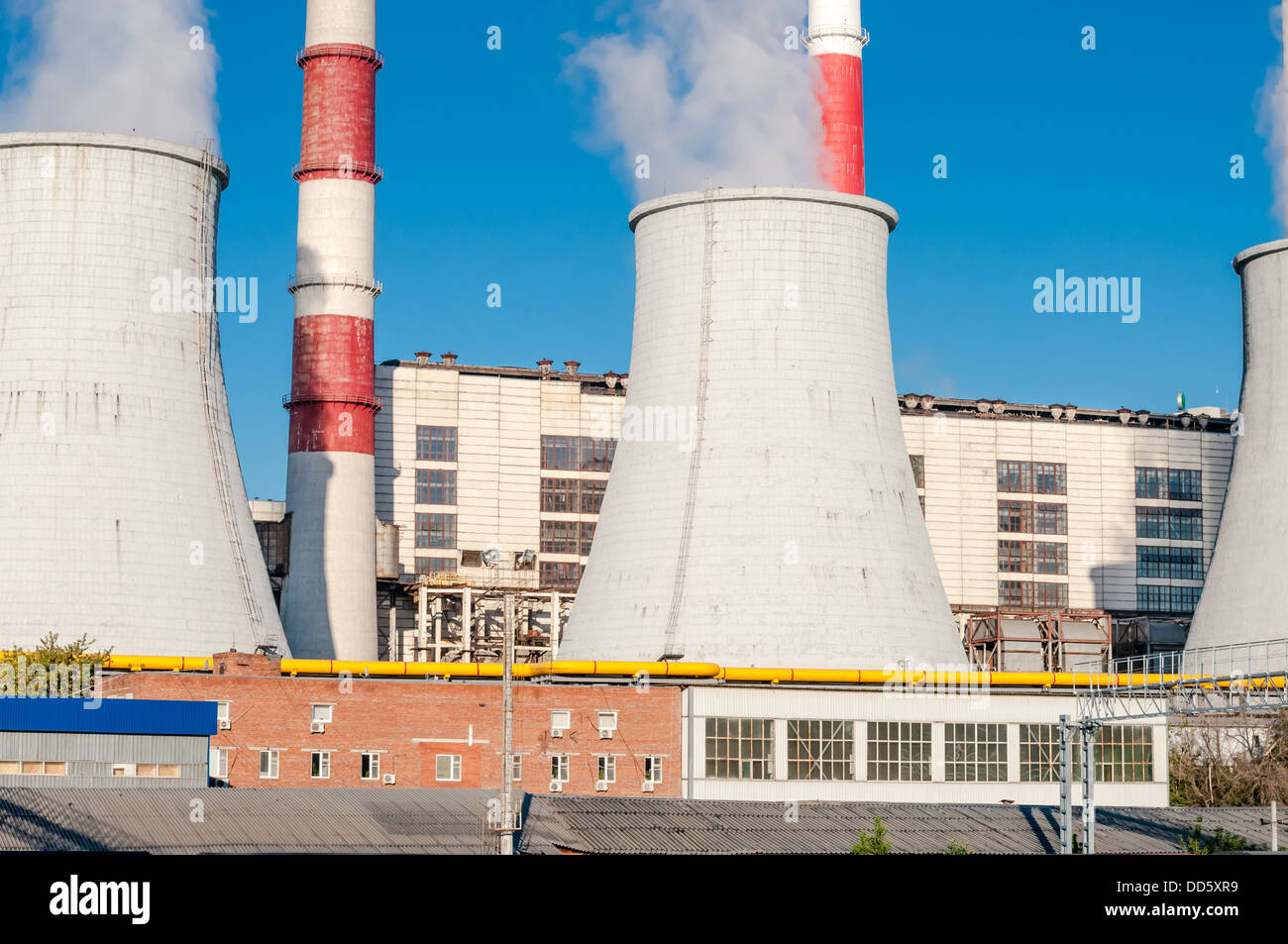 MOSCOW - 17 AUGUST 2013. TEZ-20, power plant station in Moscow with railroal infrastucture on August 17, 2013 in Moscow. Stock Photo