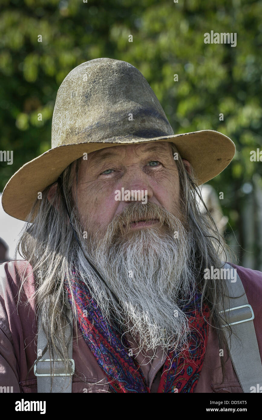 Man Long Beard Cowboy Hat Stock Photos Man Long Beard Cowboy Hat