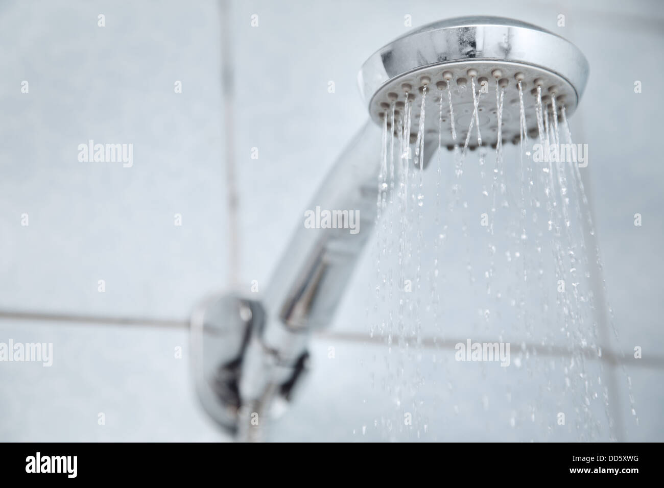 Shower in bathroom with water flowing Stock Photo Alamy