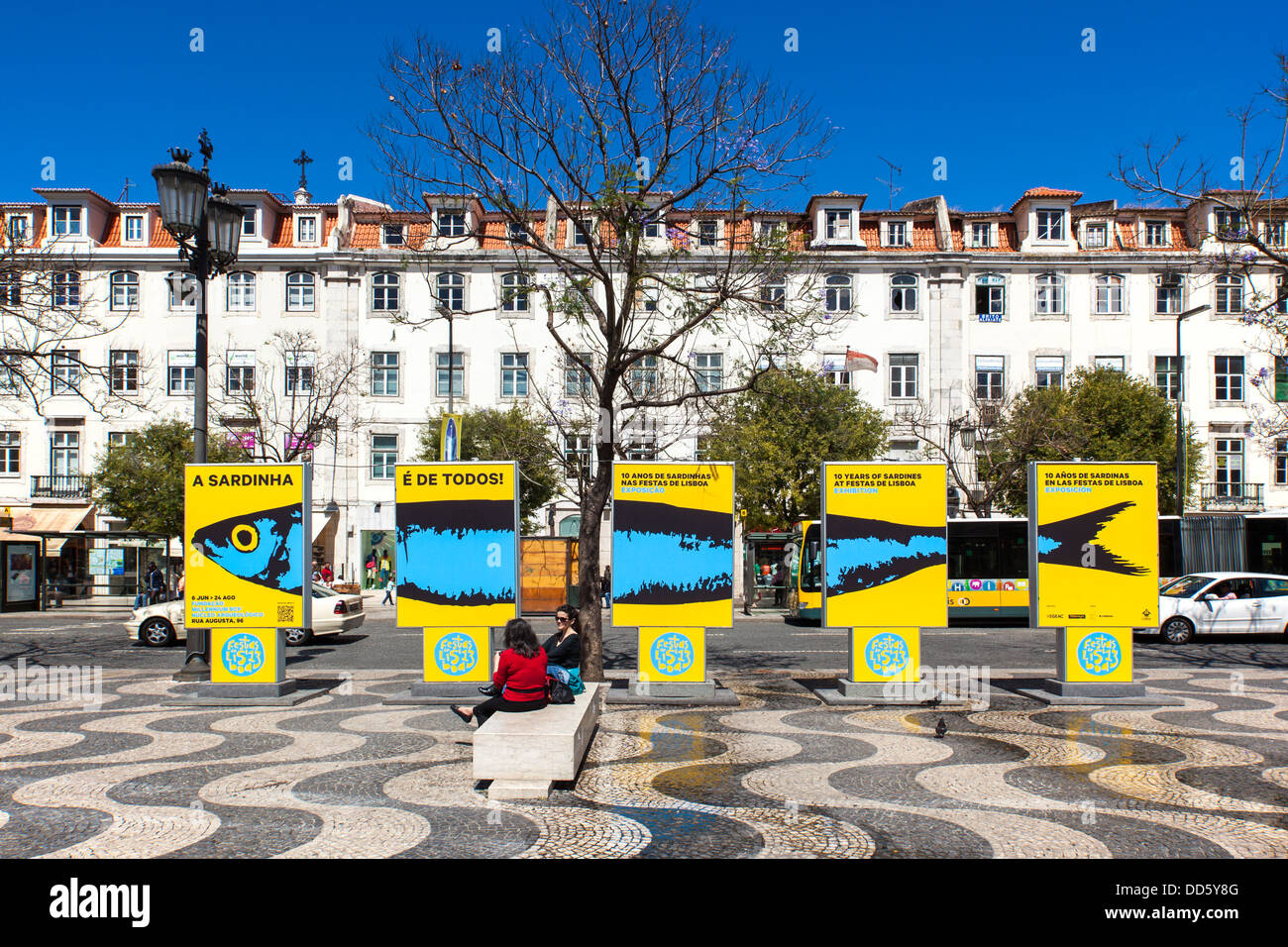 Rossio Square, Lisbon, Portugal, Europe Stock Photo