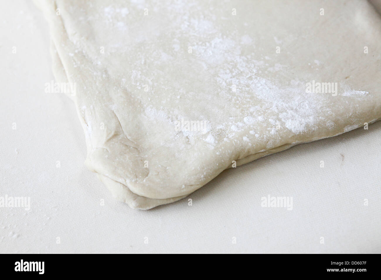 Making puff pastry at a bakery folded pastry Stock Photo