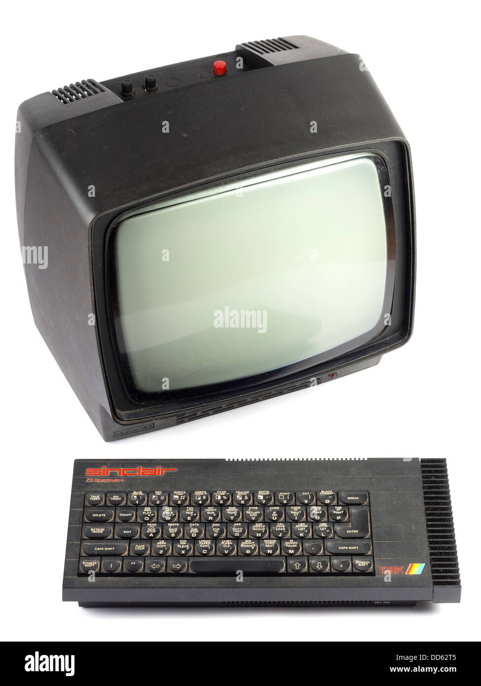 Sinclair ZX Spectrum 128K 1980's home computer with monitor Stock 