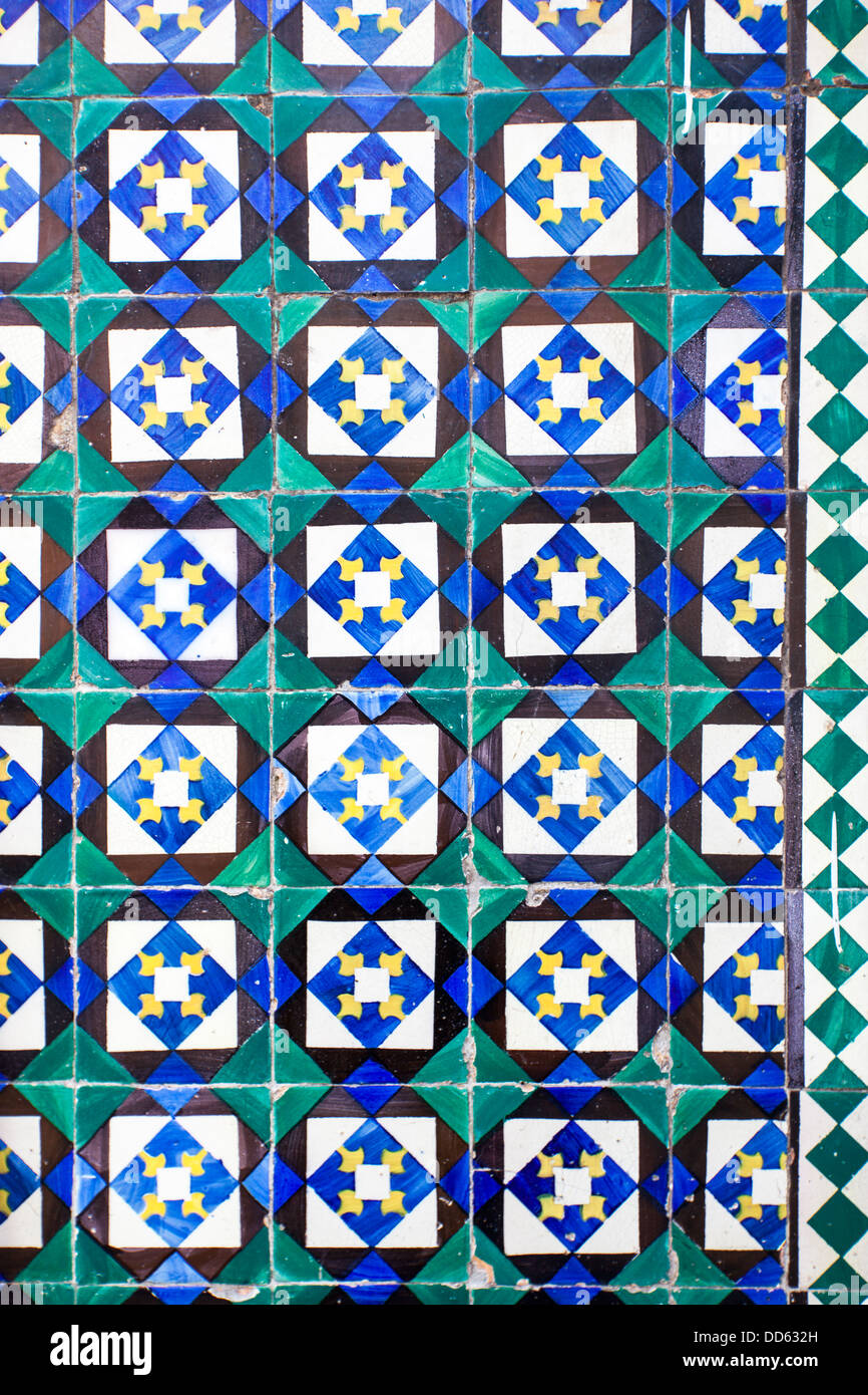 Hand Painted Portuguese Ceramic Tiles, Lisbon, Portugal, Europe Stock Photo