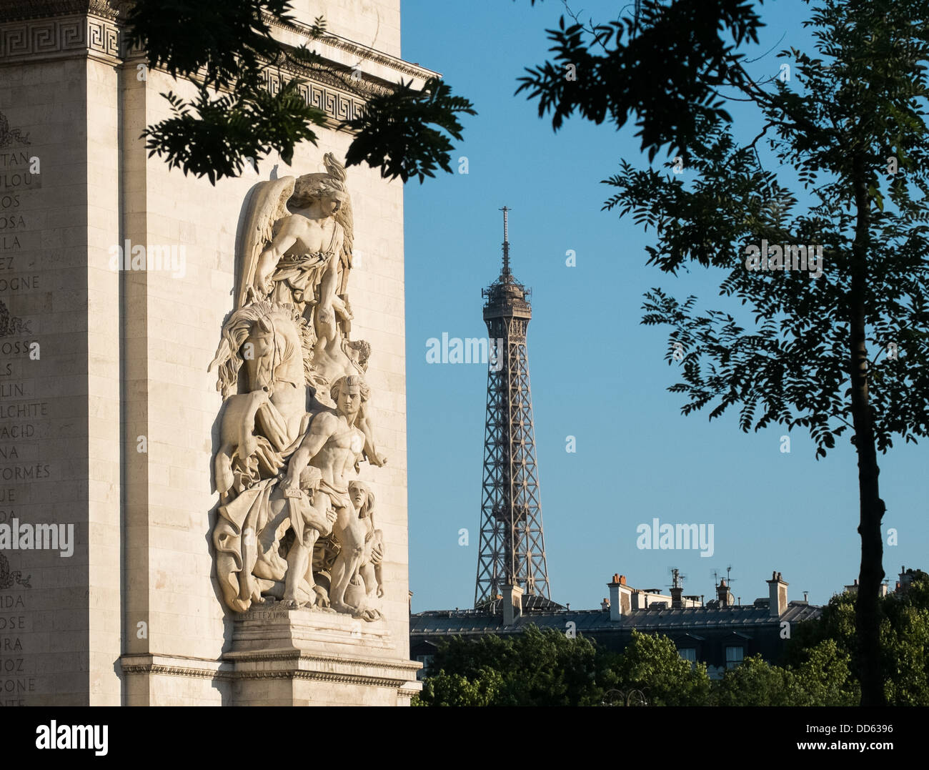 Arc de Triomphe and Eiffel Tower Stock Photo Alamy