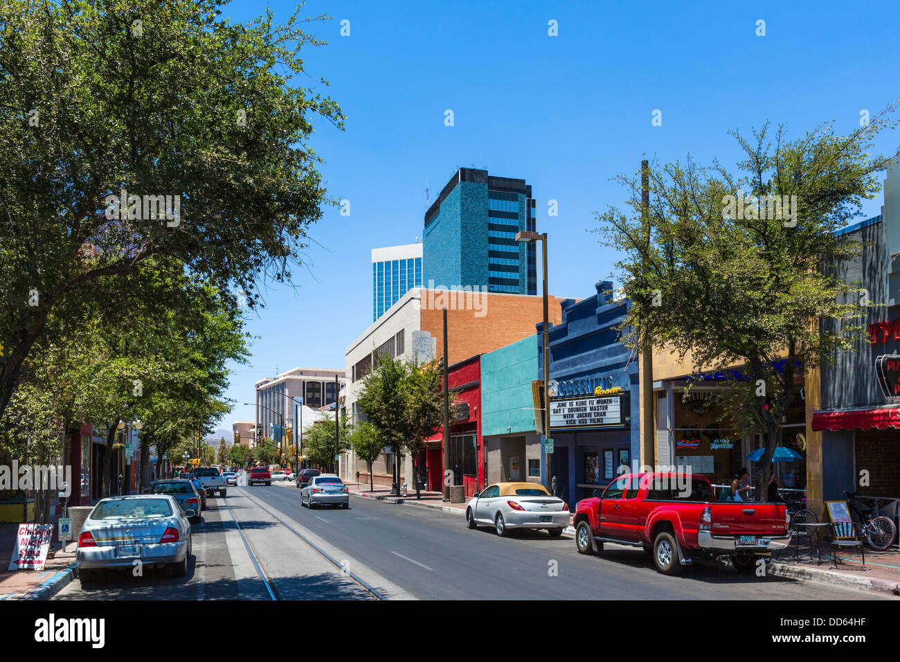 View down E Congress Street in downtown Tucson, Arizona, USA Stock Photo