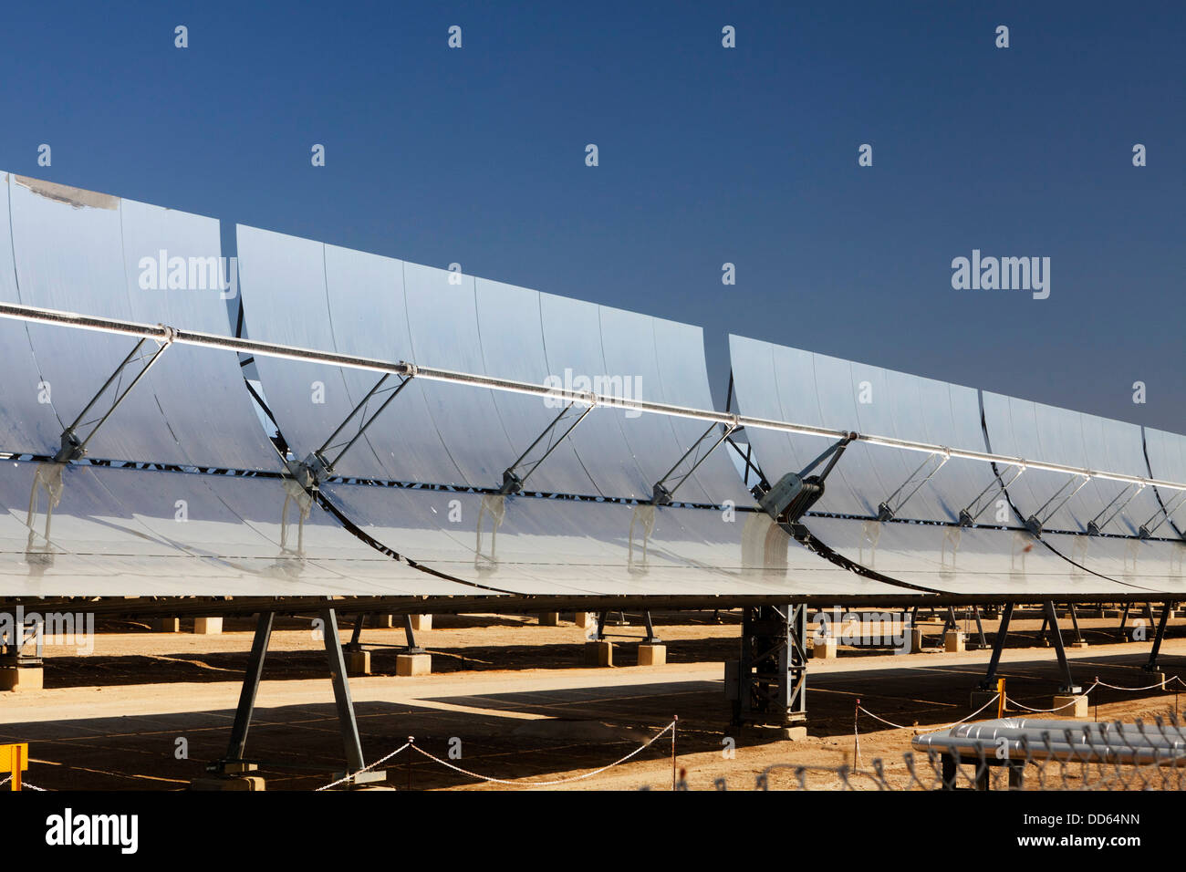 Solucar solar thermal complex near seville Spain includes the PS10 & PS20 solar thermal power and Solnova solar power stations. Stock Photo