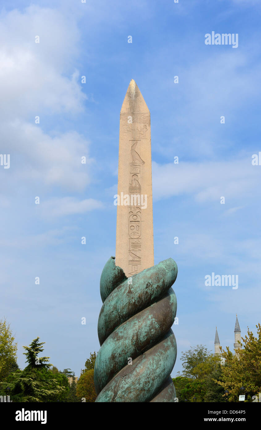 Turkey, Istanbul, View of Obelisk of Theodosius and Serpent Column Stock Photo