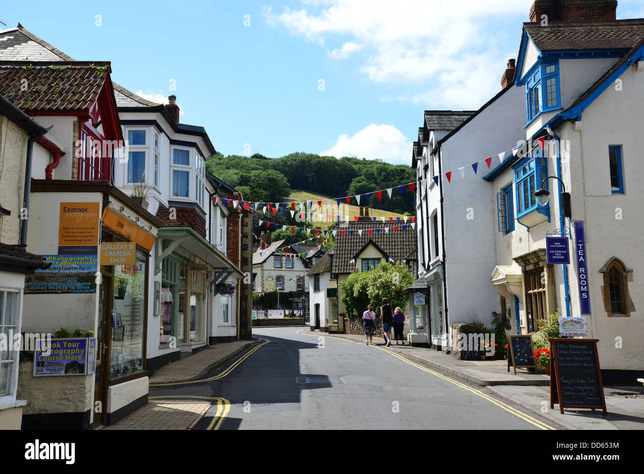 High Street, Porlock, Exmoor National Park, Somerset, England, United
