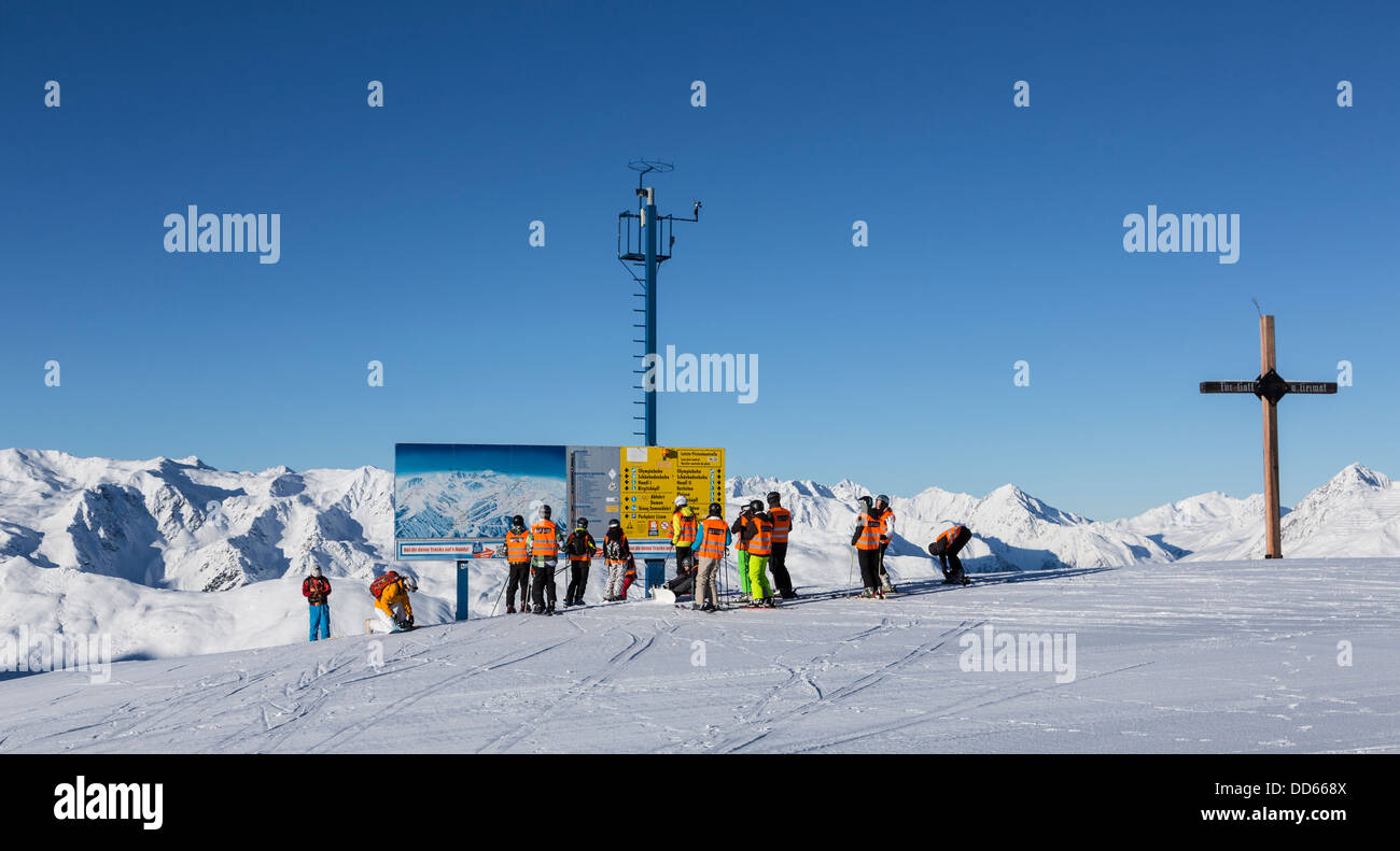 Austria, Innsbruck, People standing at olympic ski piste Stock Photo