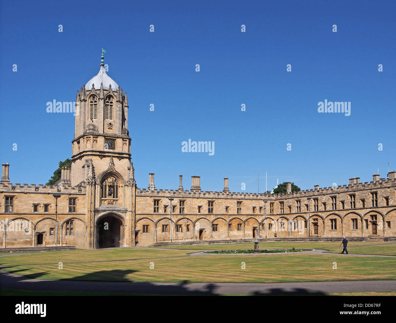Oxford University, Christ Church College, Tom Tower and Quad Stock Photo