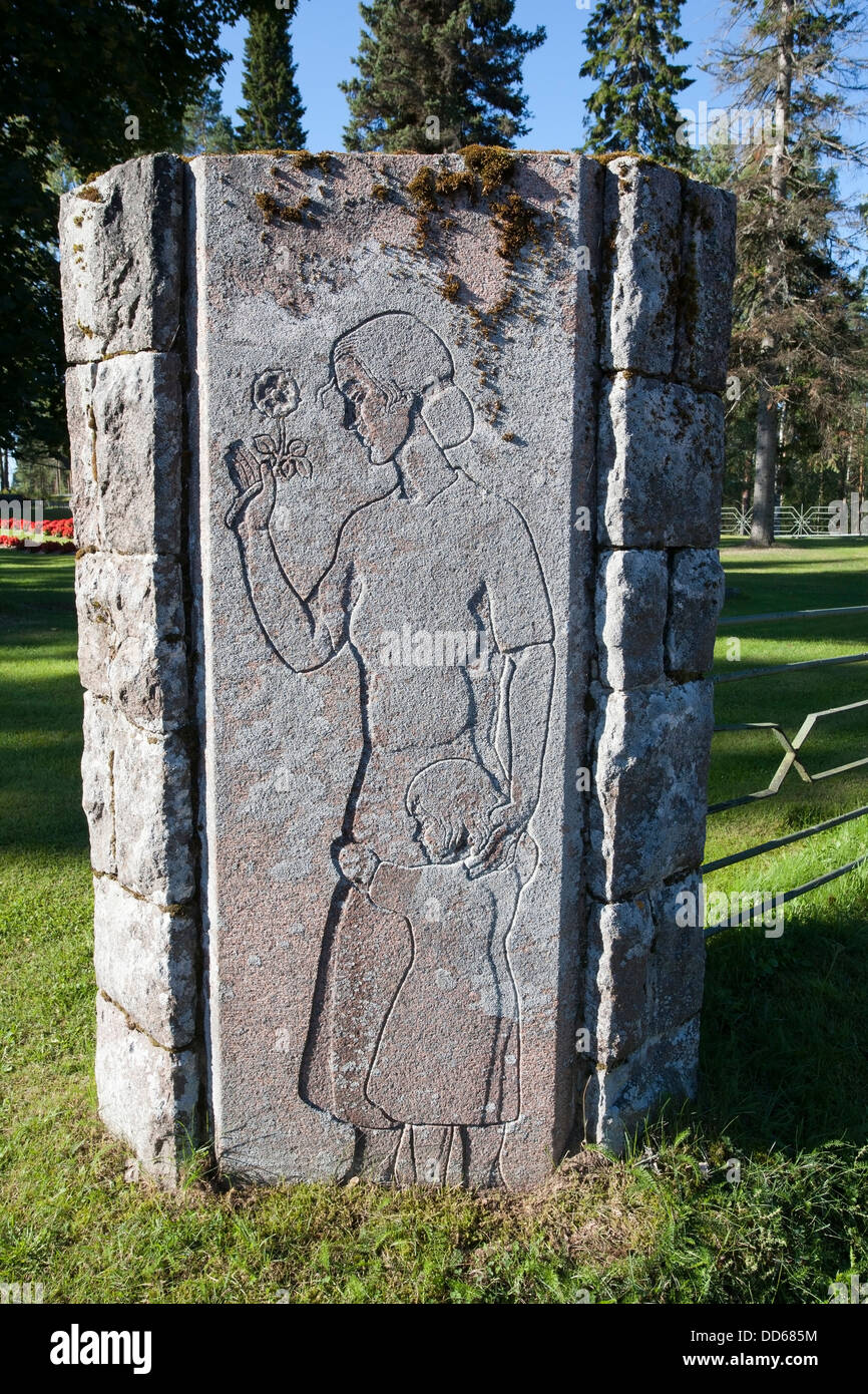 low relief within a sunk outline, Ruokolahti church yard gate, Finland Stock Photo