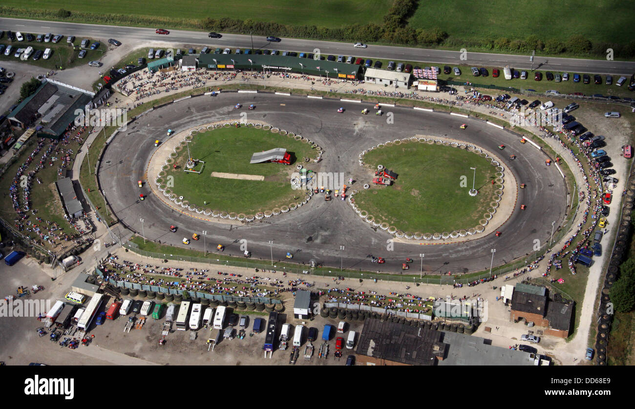 aerial view of a stock car racing track, Lincolnshire Stock Photo