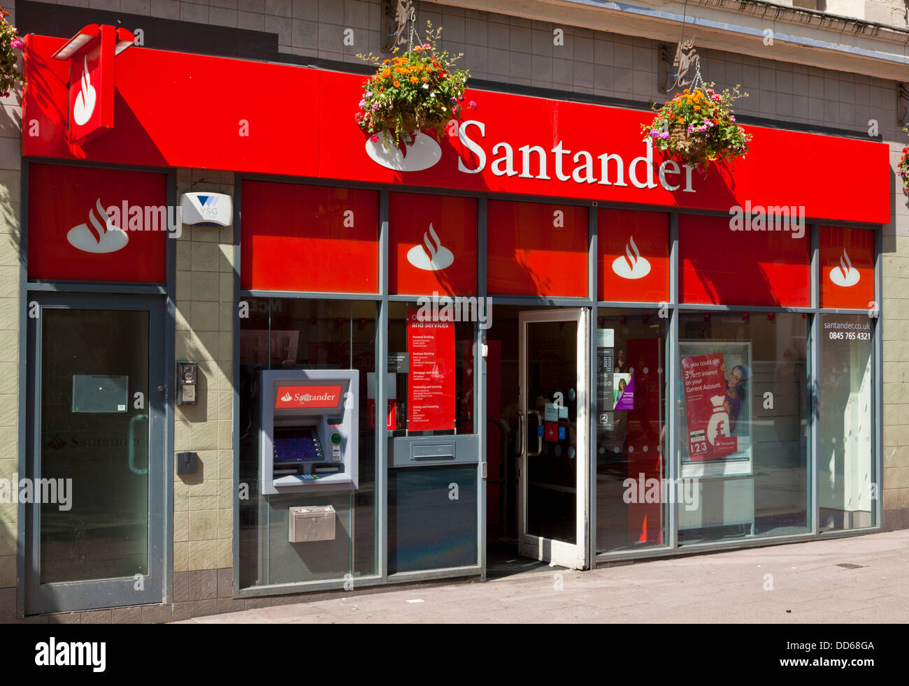 Exterior of the Santander bank branch on Queen street Cardiff South Glmorgan South Wales UK GB EU Europe Stock Photo
