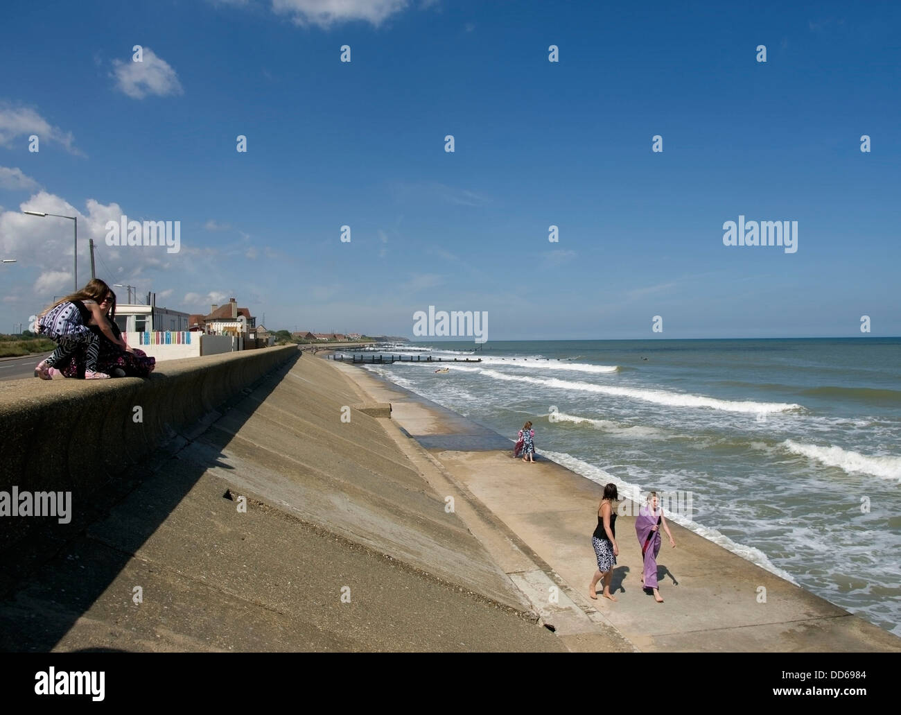 Walcott sea wall North Norfolk coast Stock Photo