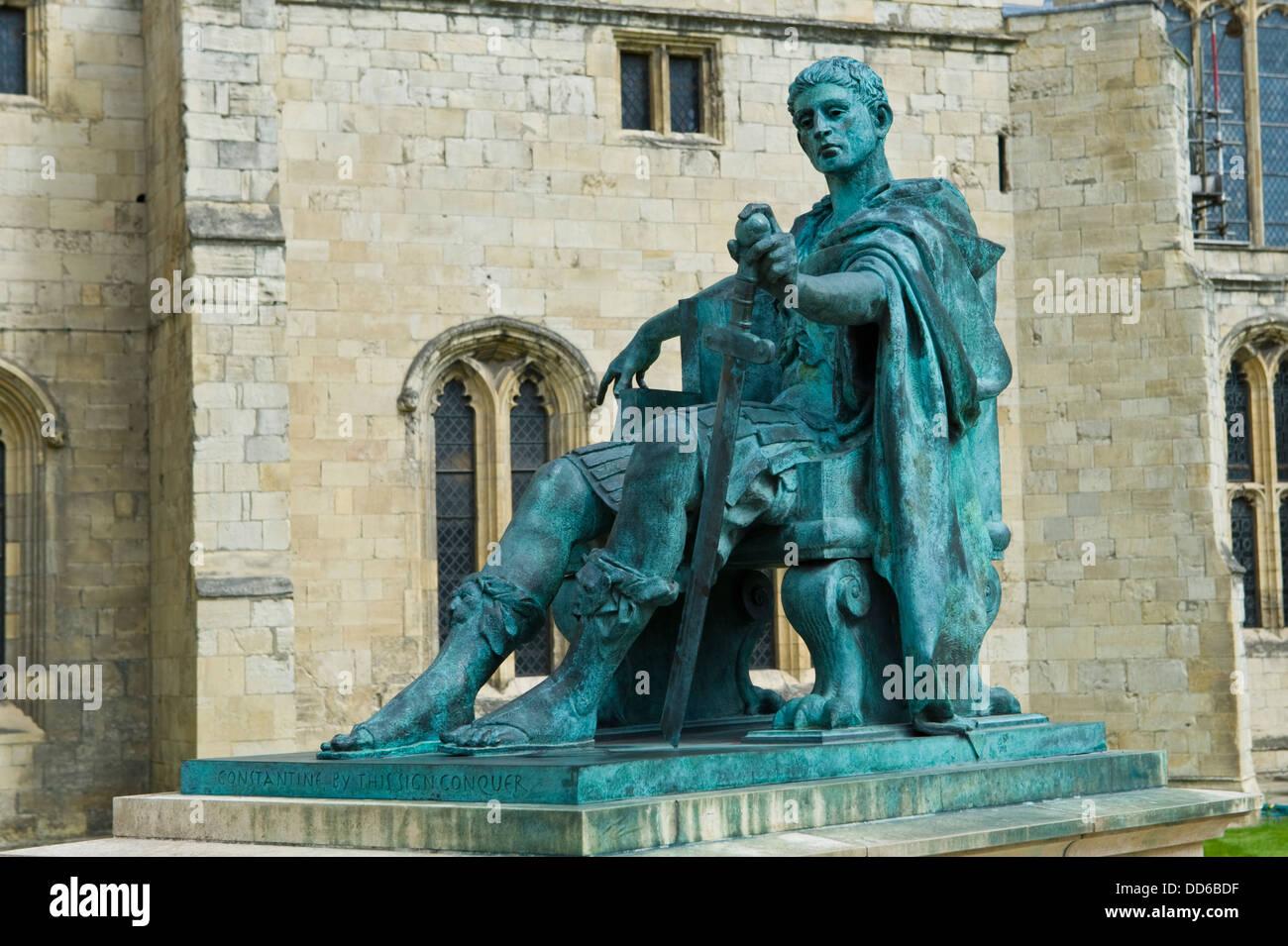 Statue of Constantine The Great outside York Minster in city centre of