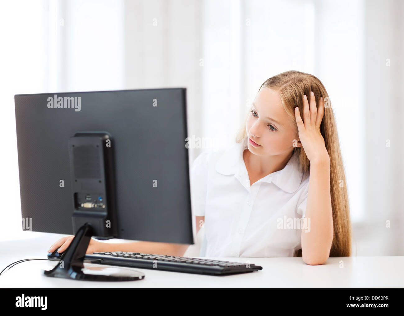 Student Girl With Computer student girl with computer at school Stock Photo - Alamy