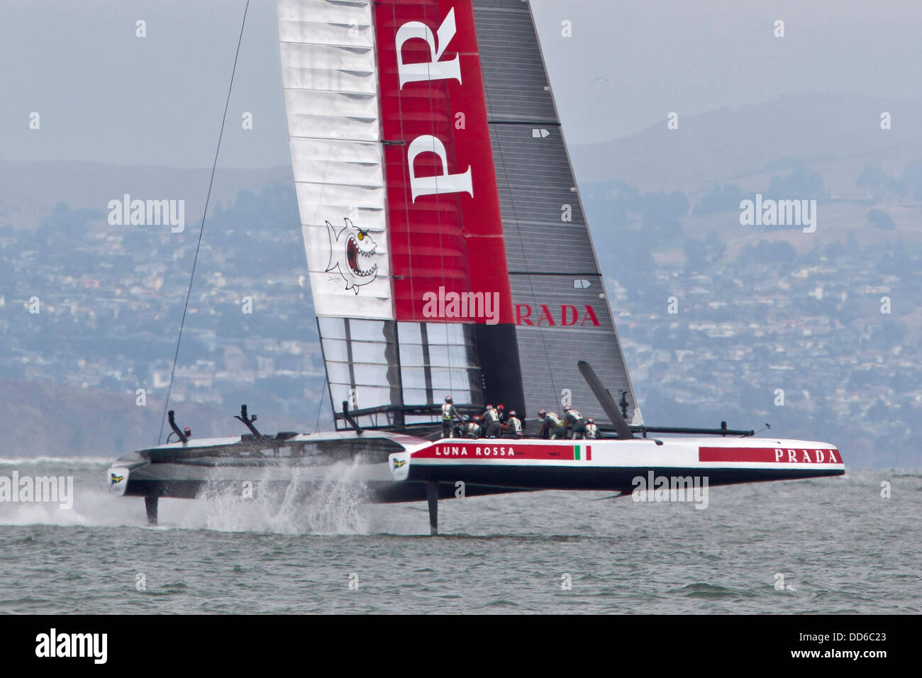 Aug. 24, 2013 - San Francisco, California, USA - Italy's Team Luna Rossa Challenge 2013 competes in the Louis Vuitton Cup at the 34th America's Cup in San Francisco California USA. (Credit Image: © Dave Smith/ZUMAPRESS.com) Stock Photo