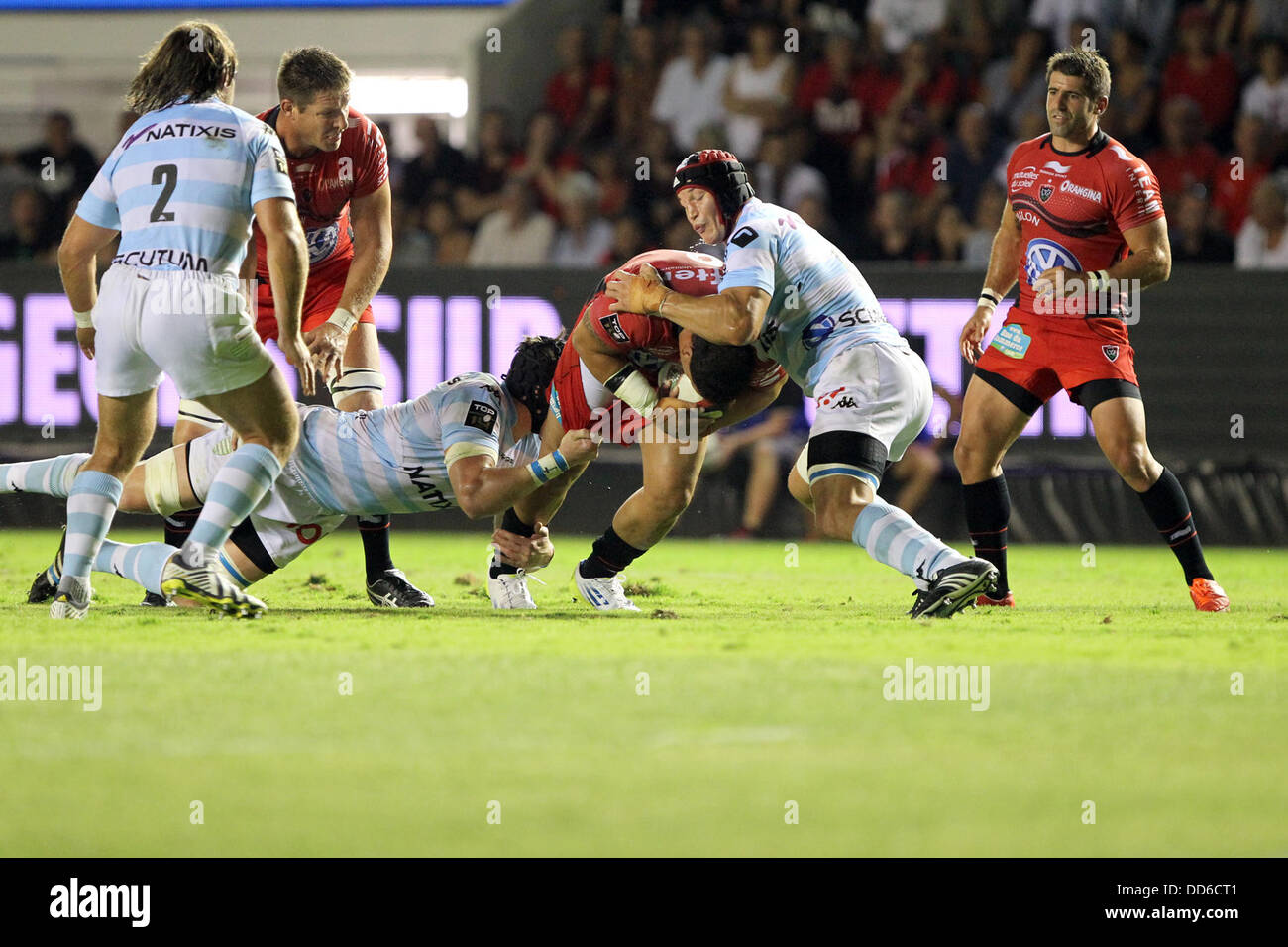 23.08.2013. Toulon, France. Top 14 rugby league Toulon versus Racing Metro. Chris Masoe (rct) Stock Photo