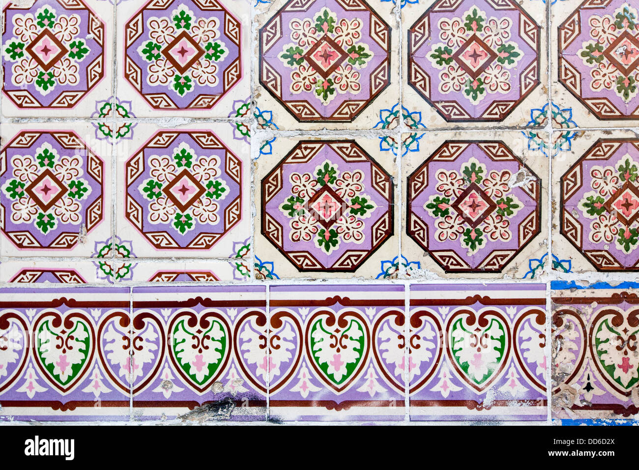 Hand Painted Portuguese Ceramic Tile, Lisbon, Portugal, Europe Stock