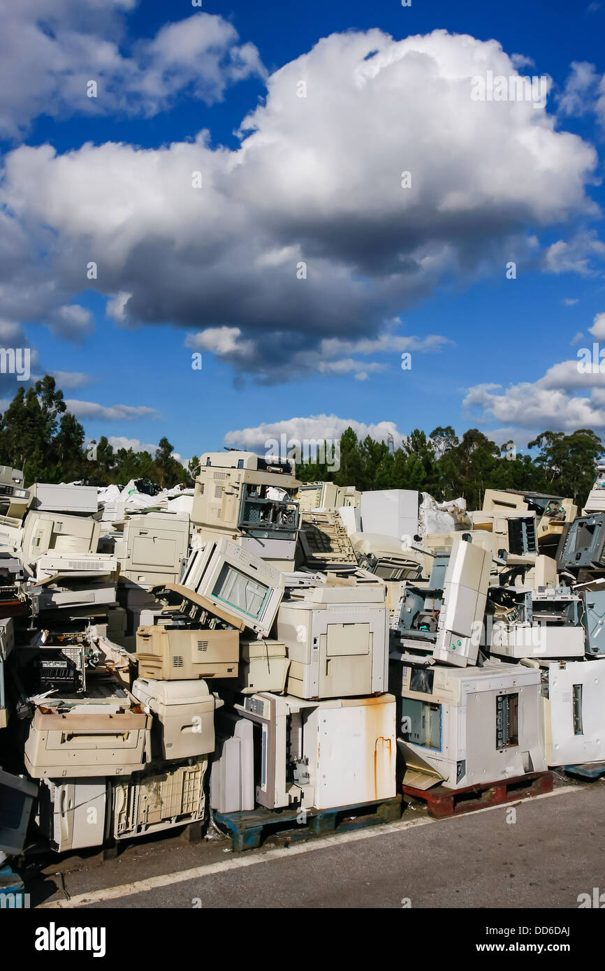 Junked crts computer monitors, tvs and old printers for recycling or