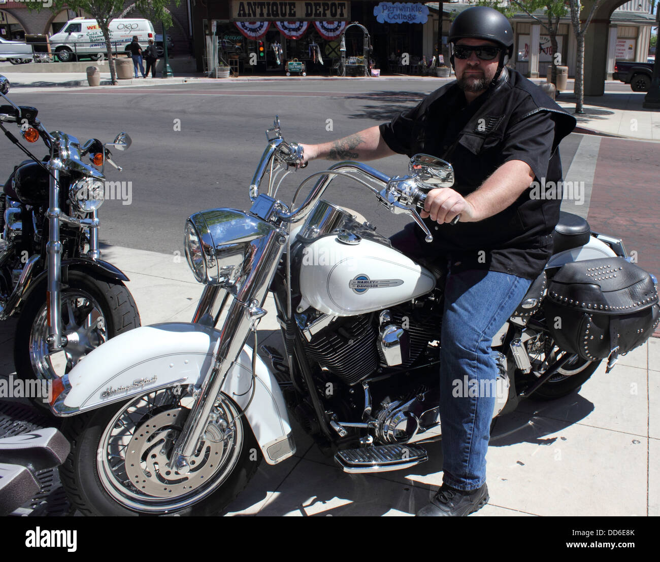 Harley davidson biker Stock Photo