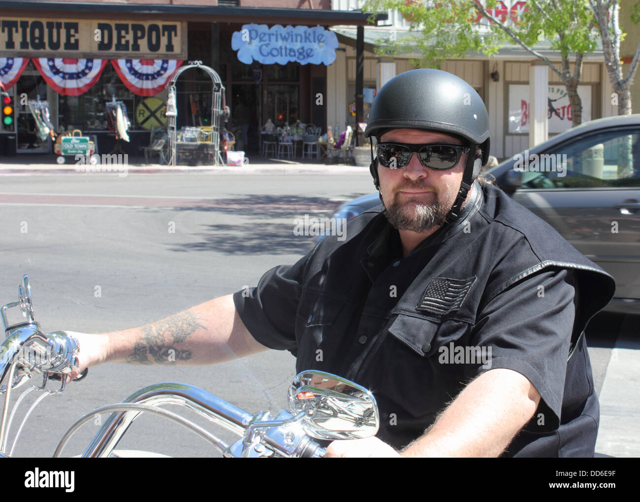 Harley davidson biker Stock Photo
