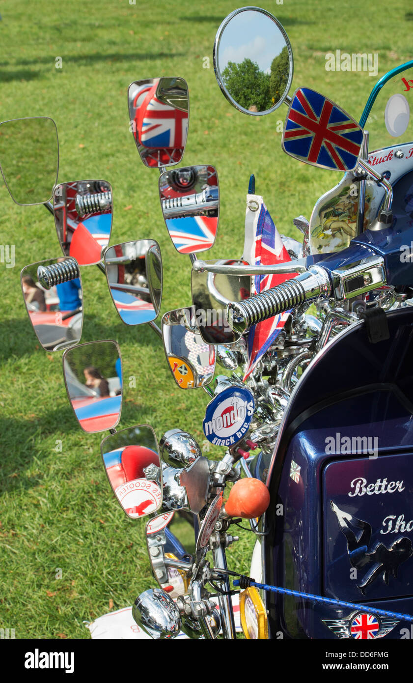Mods vespa custom scooter with mirrors, lights, logos and union jack