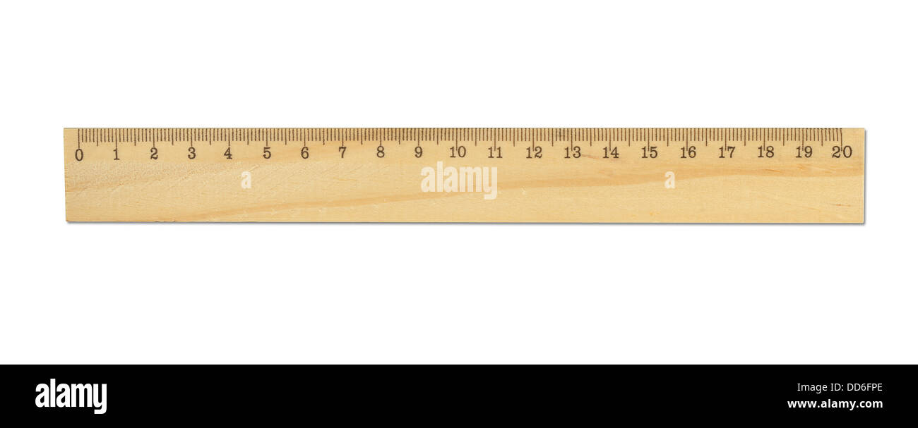 Wood ruler isolated on white Stock Photo