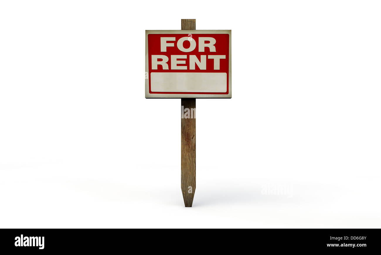For Rent White Sign for rent sign isolated on white background Stock Photo - Alamy