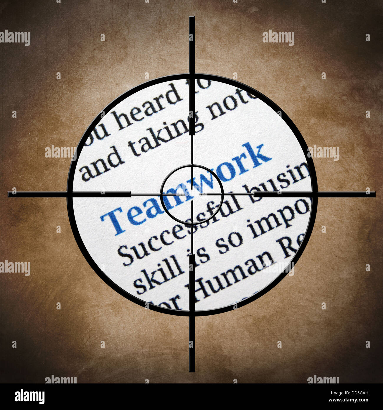 Teamwork text in target Stock Photo - Alamy