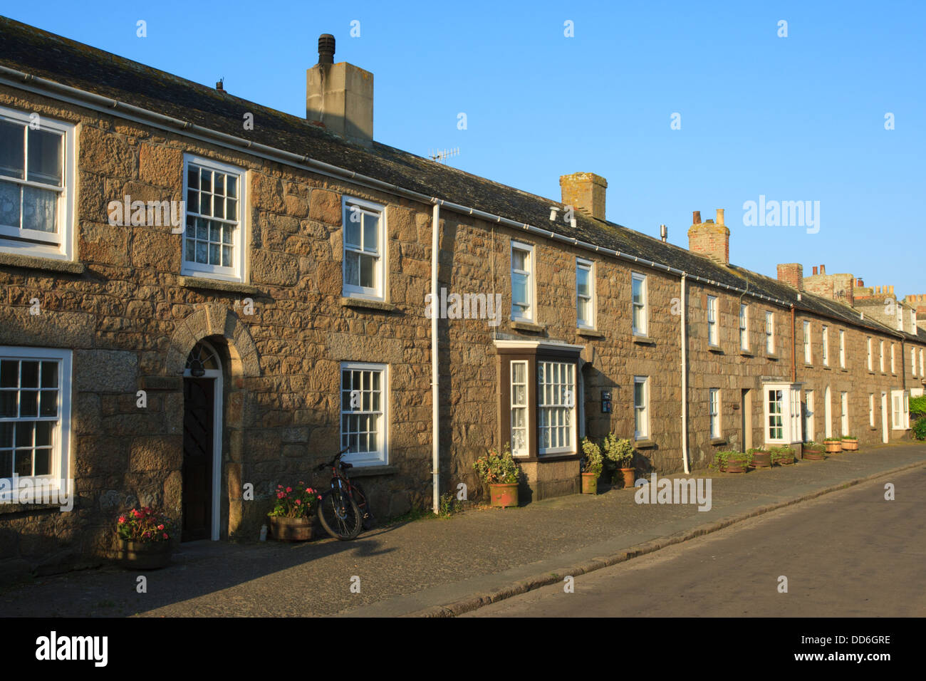 Granite built cottages along Church Street in Hugh Town, St Mary's ...