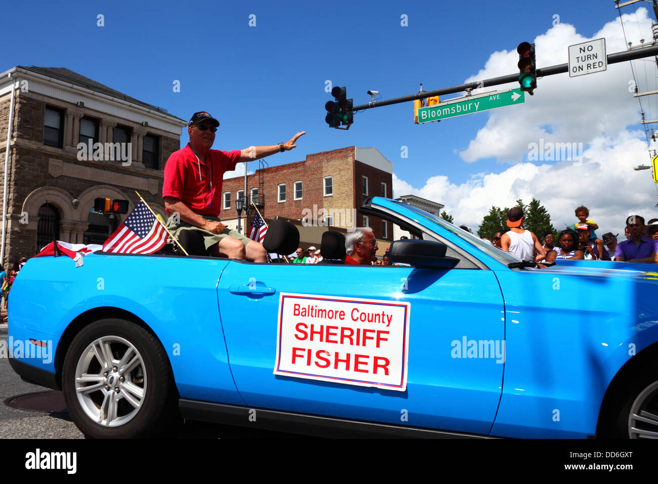 Baltimore County Sheriff Jay Fisher takes part in 4th of July Independence Day parades, Catonsville, Maryland, USA Stock Photo