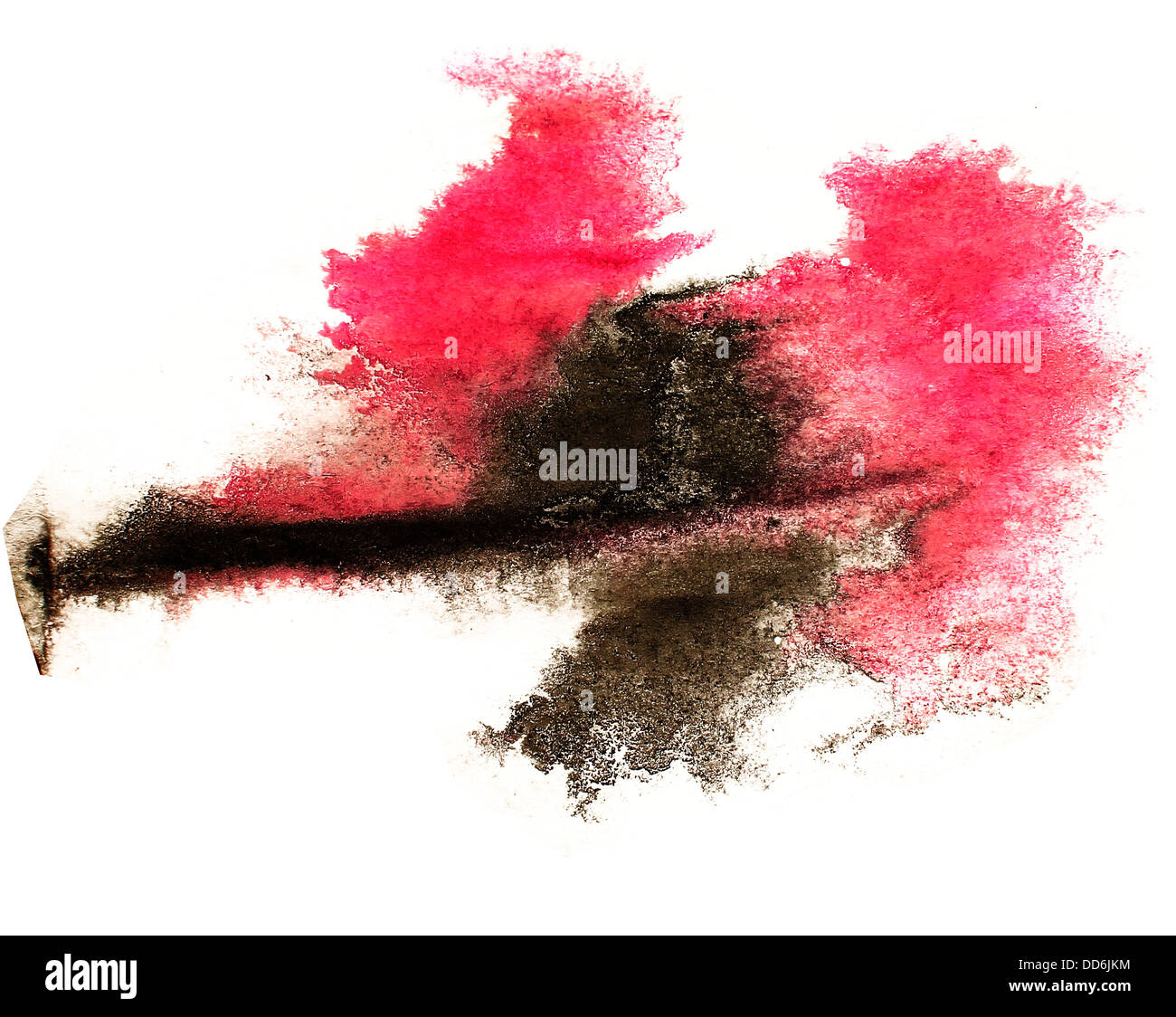 ink red, black watercolor paint splatter splash grunge background blot abstract texture splat art spray Stock Photo