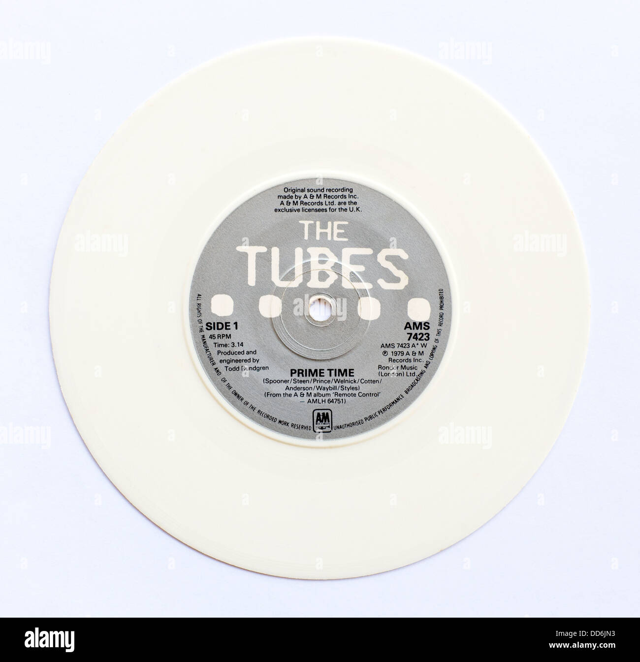 The Tubes - Prime Time, 1979 7' single, white vinyl on A&M Records - Editorial use only Stock Photo