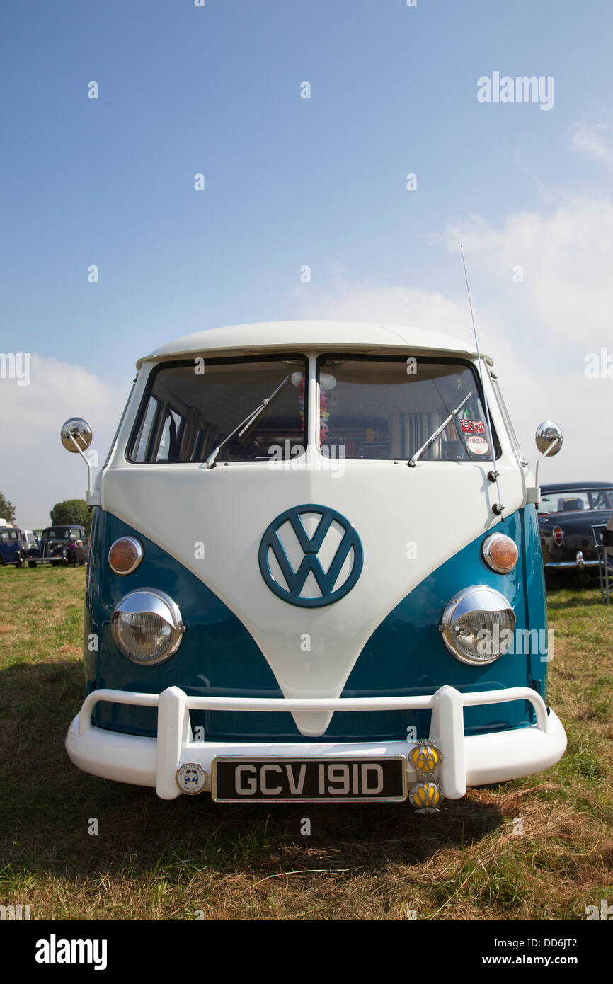 A VW campervan at a classic car vehicle show in the U.K. Stock Photo